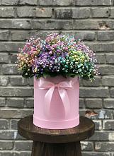 Цветочная композиция из Гипсофила и Розы в шляпной коробке в Славный