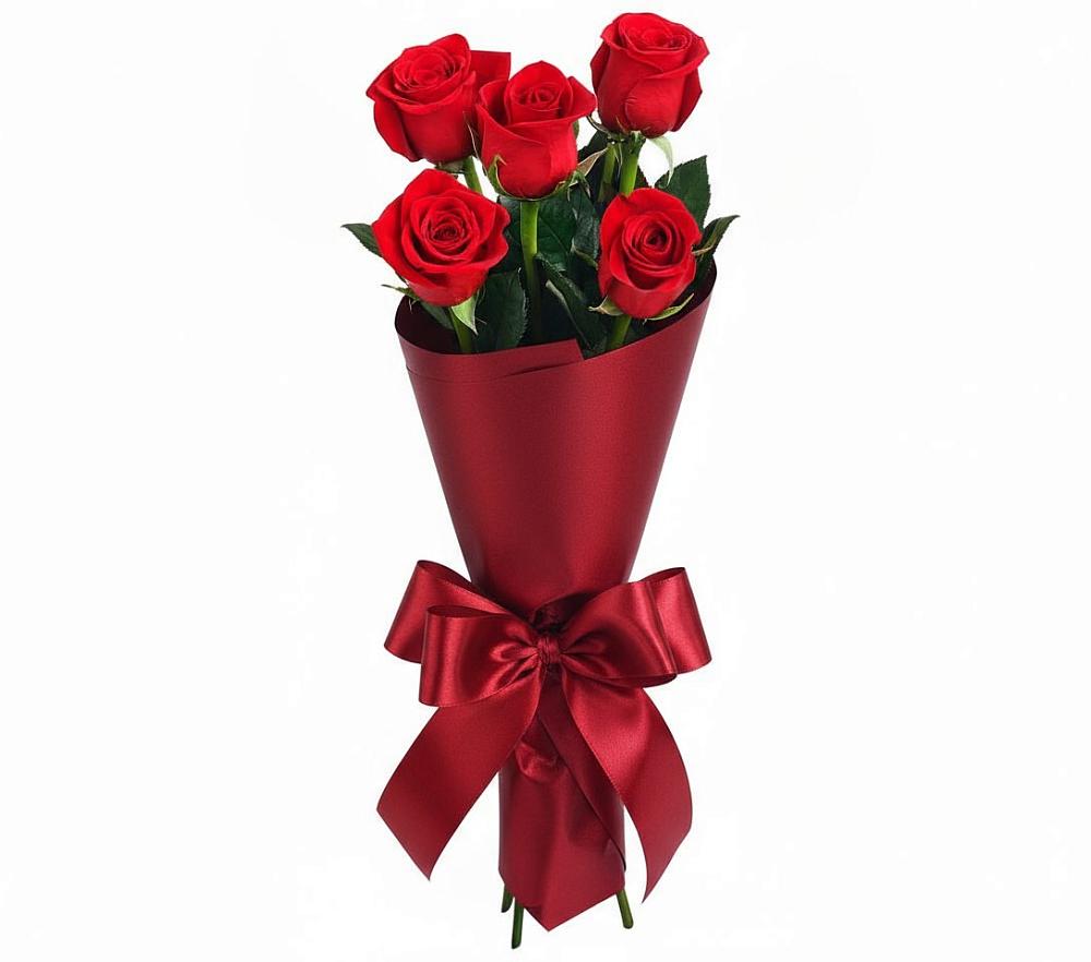 Букет 5 Красных роз Эдлесс Лав в Славный