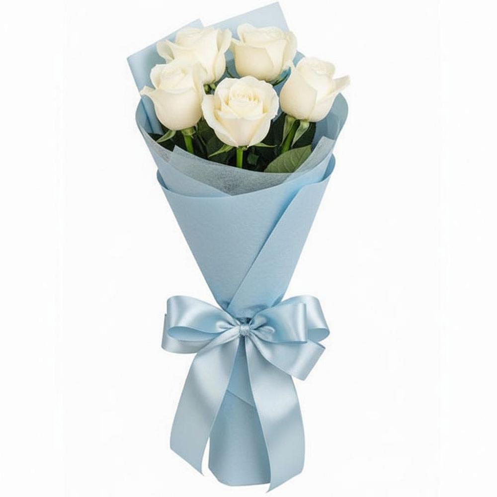 Букет 5 Белых роз Проуд в Славный