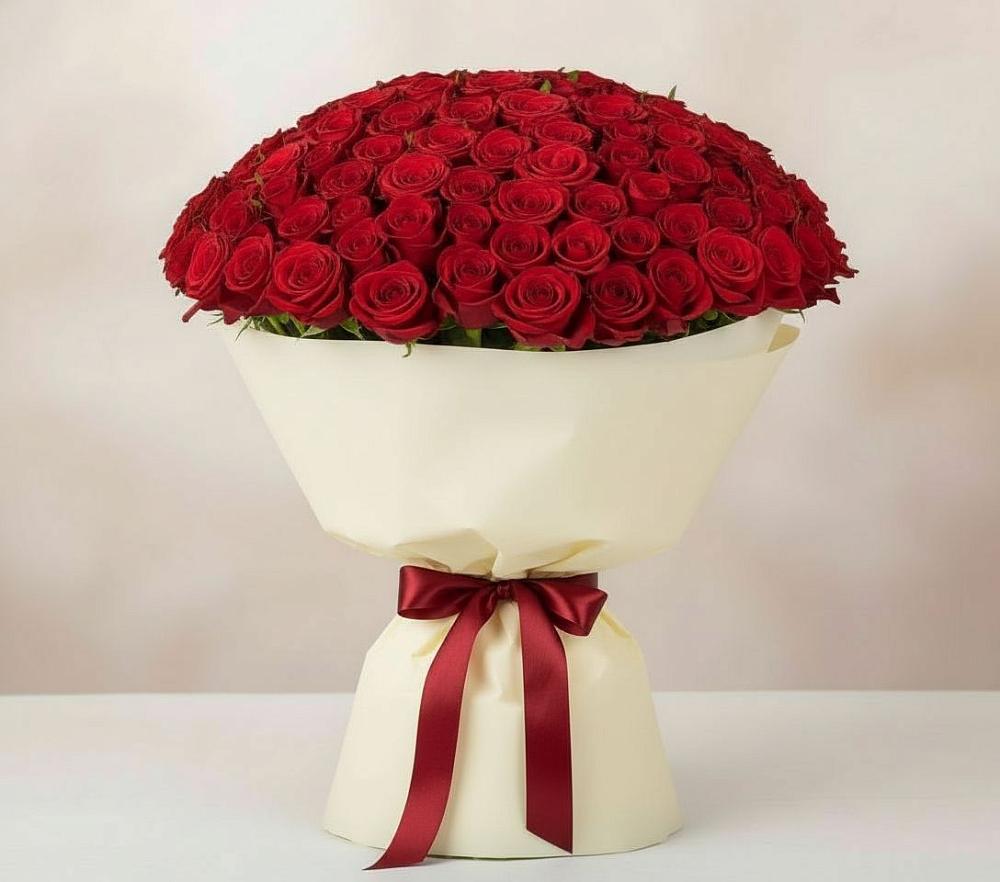 Букет 101 Красная роза Милано в Славный