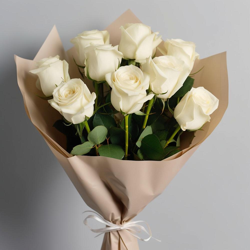 Букет 9 Белых роз Эдлесс Лав в Славный