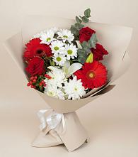Букет цветов из:  Розы, Хризантемы, Герберы и Лилии в Славный