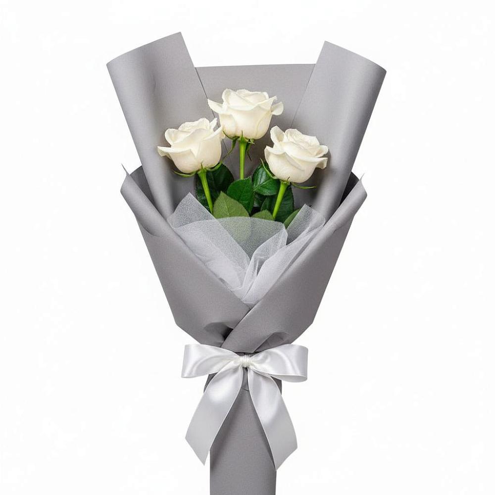Букет 3 белые розы в Славный