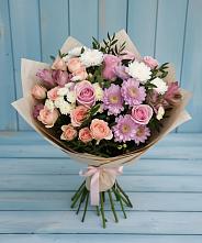 Букет цветов из:  Хризантемы, Розы и Альстромерии в Славный