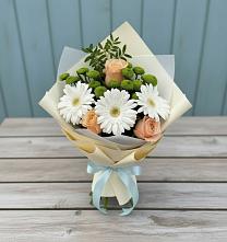 Букет цветов из:  Герберы, Розы и Хризантемы #REPLACE_PRED# Славный