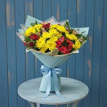Букет цветов из:  Альстромерии и Хризантемы в Славный