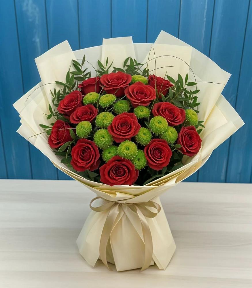 Букет цветов из: Розы и Хризантемы в Славный